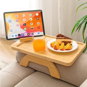 Sofa Arm Rest Tray, Accasia Solid Wood, Water Proof, Anti Slip Food Tray
