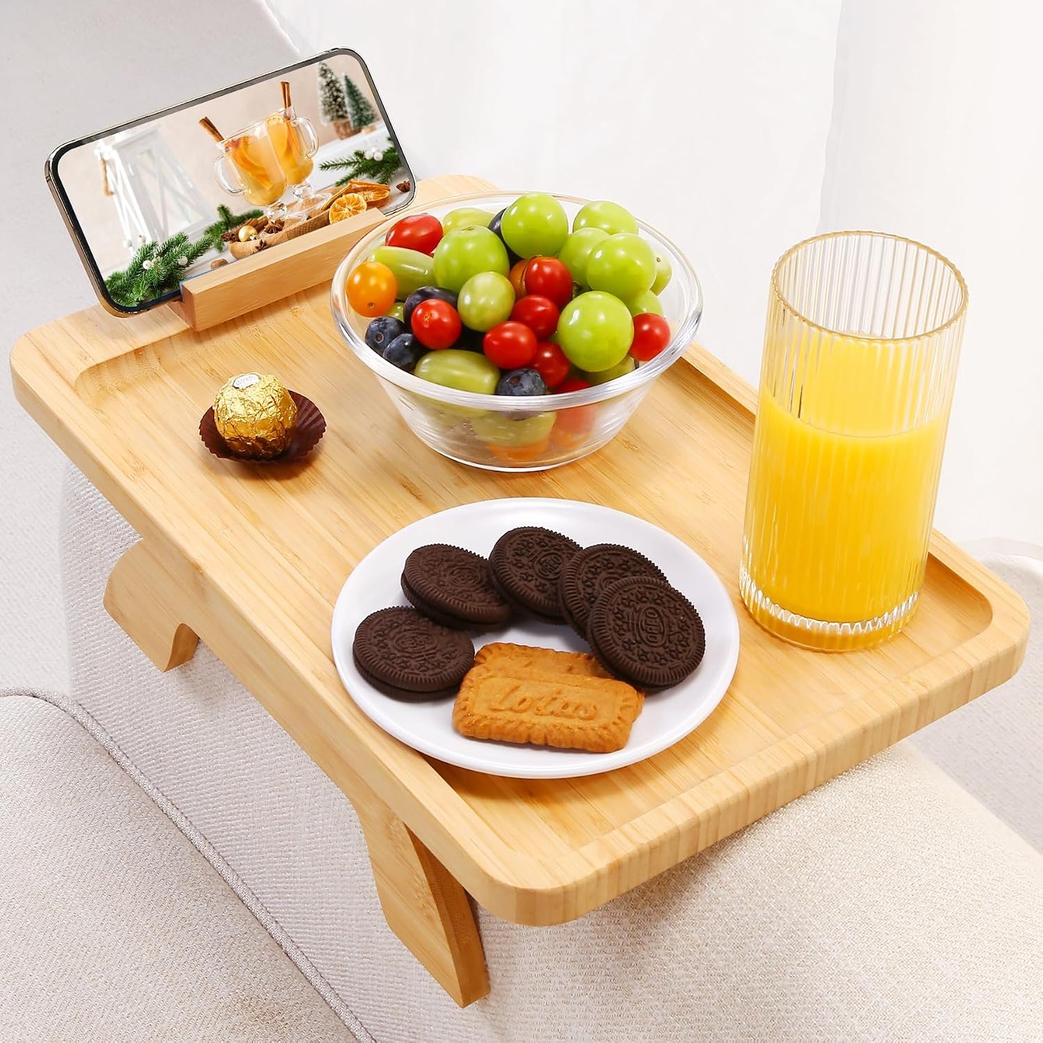 Sofa Arm Rest Tray, Accasia Solid Wood, Water Proof, Anti Slip Food Tray - Image 3